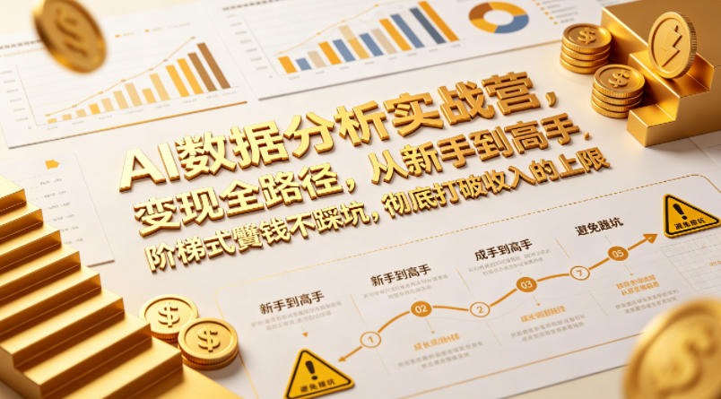 AI数据分析实战营，变现全路径，从新手到高手，阶梯式賺钱不踩坑，彻底打破收入的上限-云途创业网