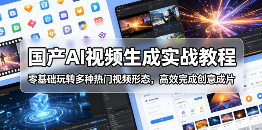 国产AI视频生成实战教程,零基础玩转多种热门视频形态,高效完成创意成片-云途创业网