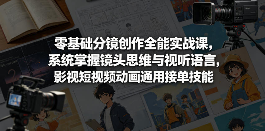 零基础分镜创作全能实战课,系统掌握镜头思维与视听语言,影视短视频动画通用接单技能-云途创业网