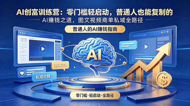 AI创富训练营：零门槛轻启动，普通人也能复制的AI赚钱之道，图文视频商单私域全路径-云途创业网