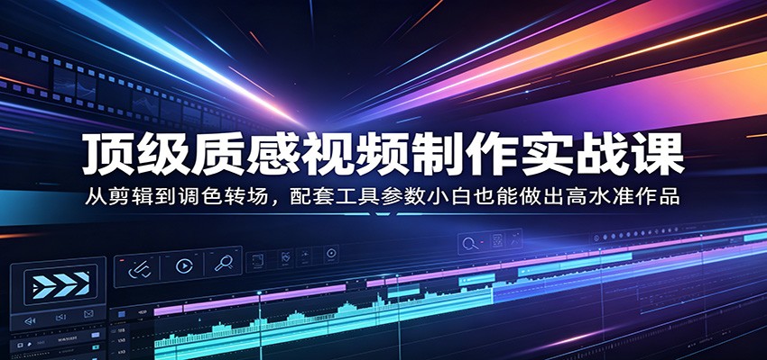 顶级质感视频制作实战课:从剪辑到调色转场,配套工具参数小白也能做出高水准作品-云途创业网