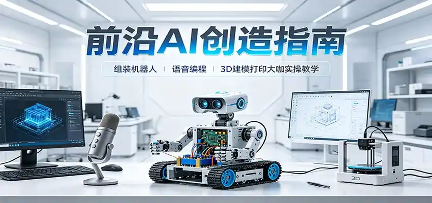 前沿AI创造指南：组装机器人、语音编程、3D建模打印大咖实操教学-云途创业网