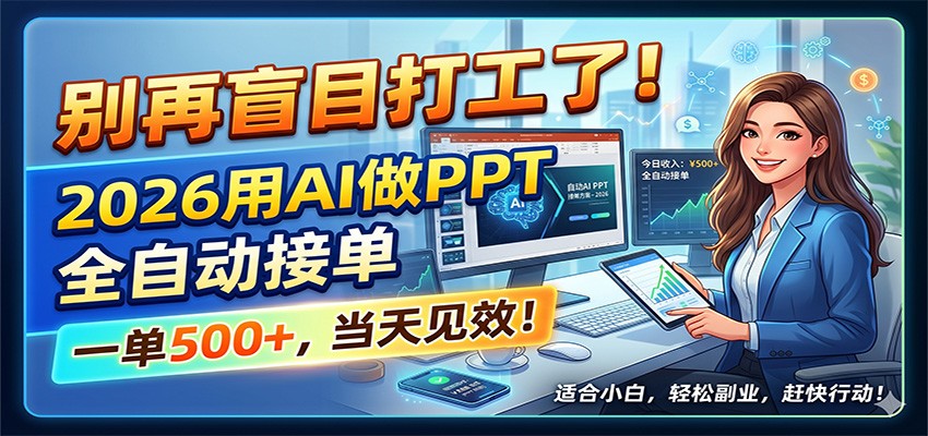 别再盲目打工了！2026用AI做PPT全自动接单，一单5张+，当天见效！-云途创业网