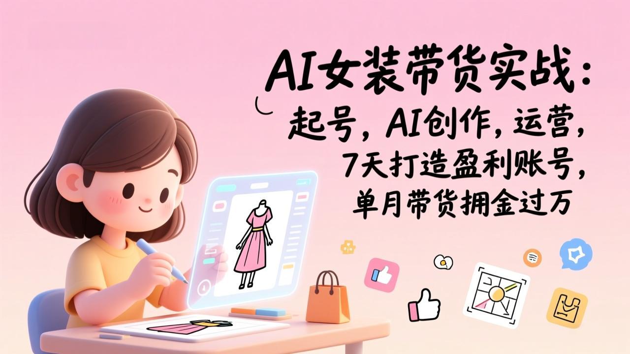 AI女装带货实战:起号,AI创作,运营,7天打造盈利账号,单月带货佣金过万-云途创业网