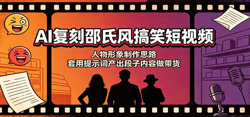 AI复刻邵氏风搞笑短视频：人物形象制作思路，套用提示词产出段子内容做带货-云途创业网