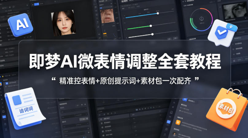 即梦AI微表情调整全套教程,精准控表情+原创提示词+素材包一次配齐-云途创业网