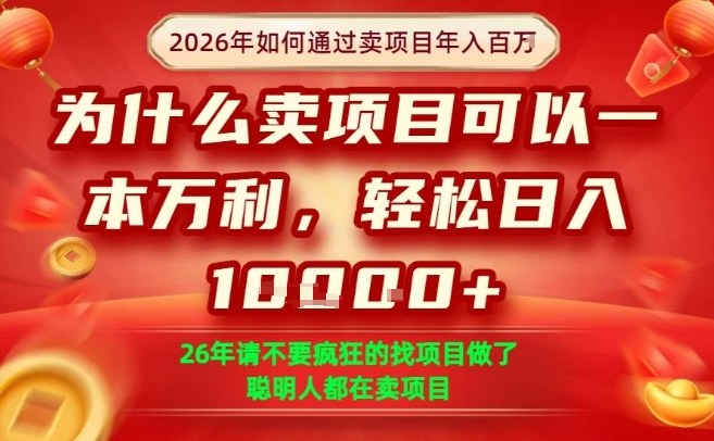 一单净利润1K+，26年想年入100个W，死磕卖项目就够了【揭秘】-云途创业网