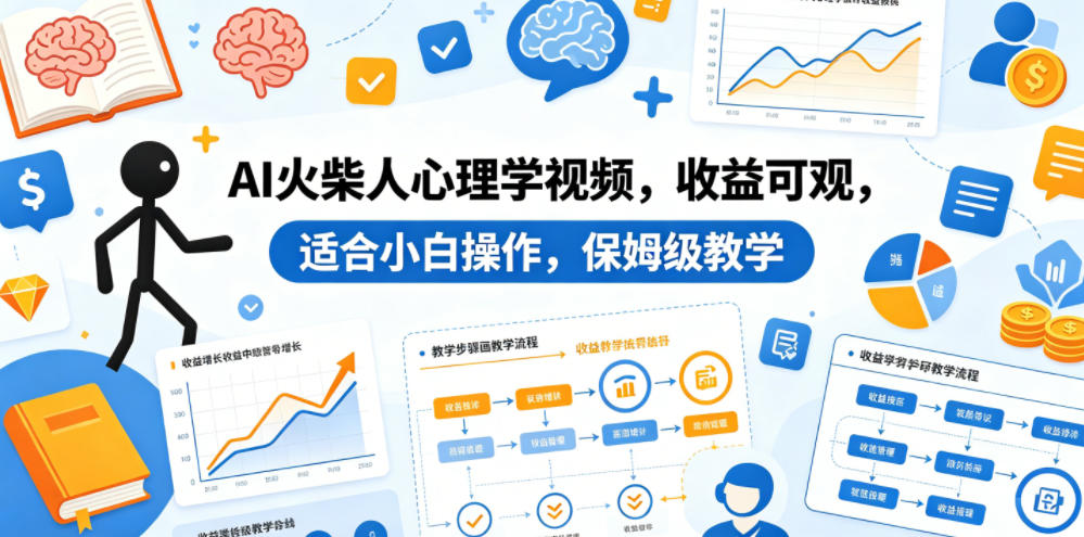 AI火柴人心理学视频，收益可观，适合小白操作，保姆级教学-云途创业网