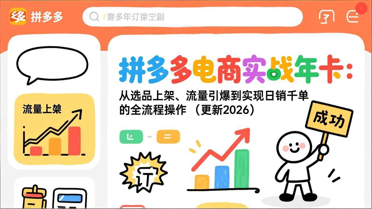 拼多多电商实战年卡:从选品上架、流量引爆到实现日销千单的全流程操作(更新2026年8月-云途创业网