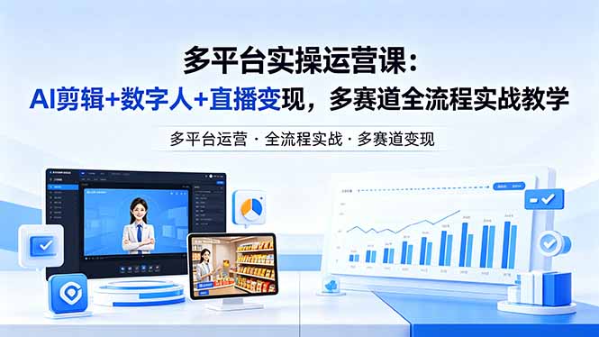 某团队多平台实操运营课-更新26年4月20：AI剪辑+数字人+直播变现，多赛道全流程实战教学-云途创业网