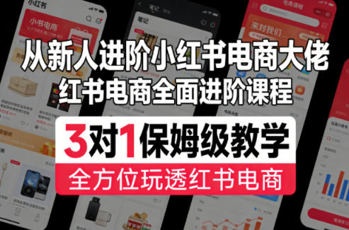 从新人进阶小红书电商大佬，红书电商全面进阶课程，3对1保姆级教学，全方位玩透红书电商-云途创业网
