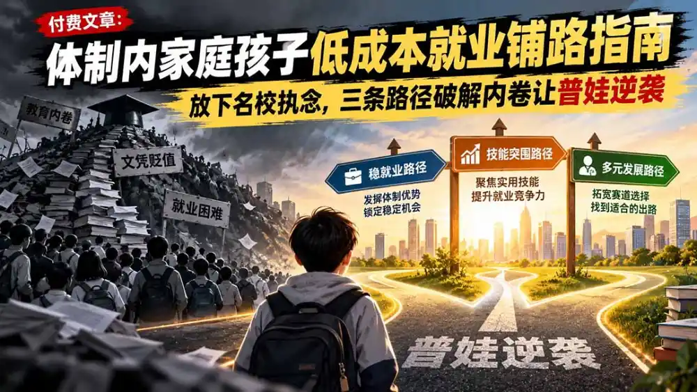 付费文章:体制内家庭孩子低成本就业铺路指南,放下名校执念,三条路径破解内卷让普娃逆袭-云途创业网