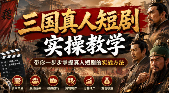 三国真人短剧实操教学,带你一步步掌握真人短剧的实战方法-云途创业网