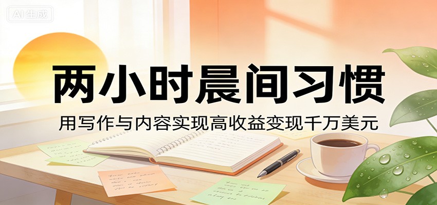 付费文章:两小时晨间习惯,用写作与内容实现高收益变现千万美元-云途创业网