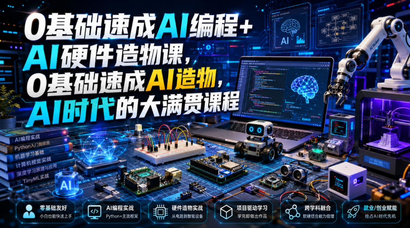 0基础速成AI编程+AI硬件造物课,0基础速成AI造物,AI时代的大满贯课程-云途创业网