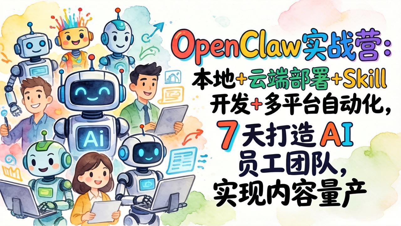 OpenClaw实战营:本地+云端部署+Skill开发+多平台自动化,7 天打造 AI 员工团队,实现内容量产-云途创业网