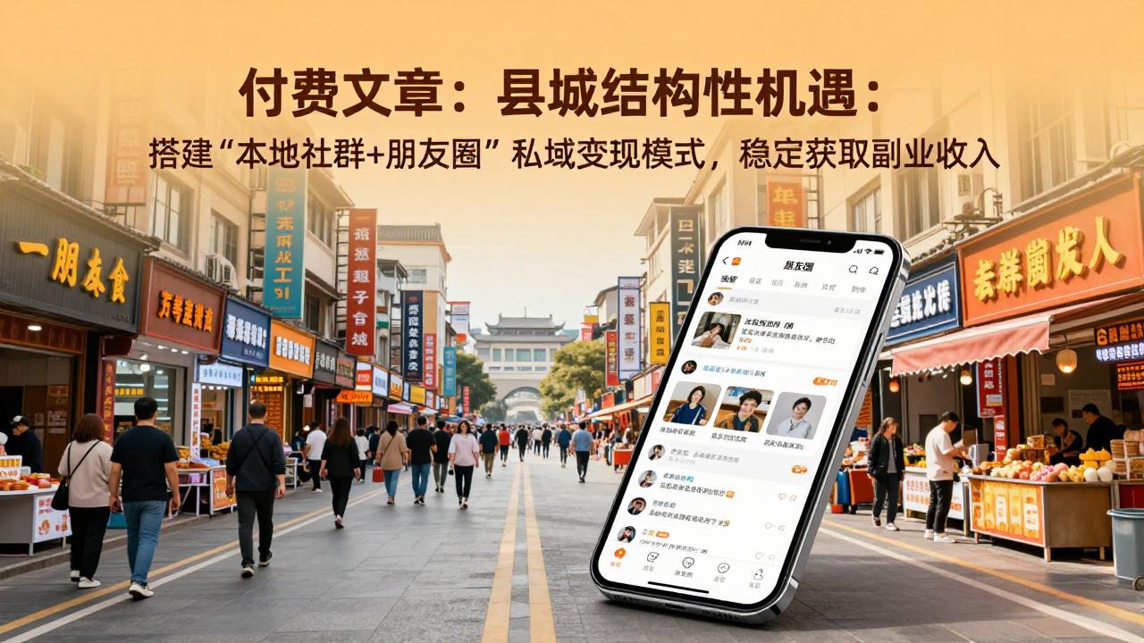 付费文章:县城结构性机遇:搭建“本地社群+朋友圈”私域变现模式,稳定获取副业收入-云途创业网