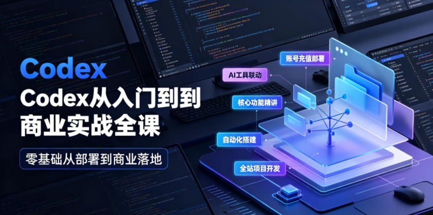 Codex从入门到商业实战全课|账号充值部署、AI工具联动、核心功能精讲、自动化搭建、全站项目开发零基础教程-云途创业网