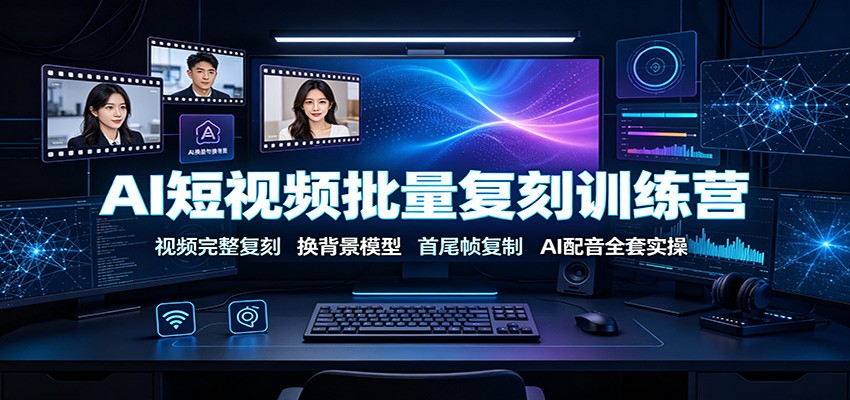 AI短视频批量复刻训练营：视频完整复刻，换背景模型、首尾帧复制、AI配音全套实操-云途创业网