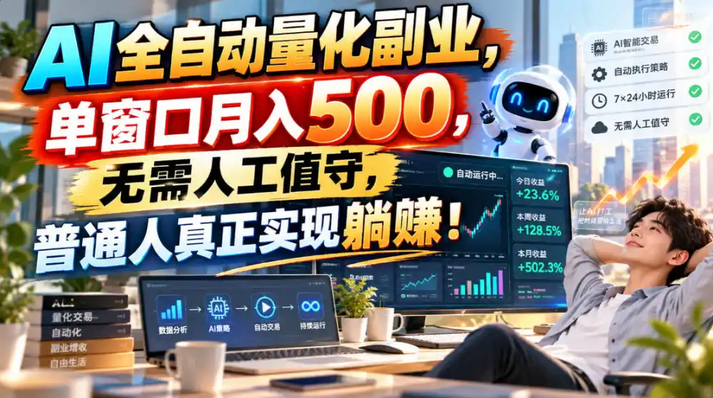 AI全自动量化副业，单窗口月入500，无需人工值守，普通人真正实现躺賺！-云途创业网