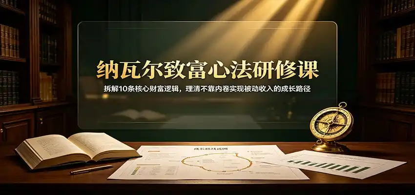 纳瓦尔致富心法研修课：拆解10条核心财富逻辑，理清不靠内卷实现被动收入的成长路径-云途创业网