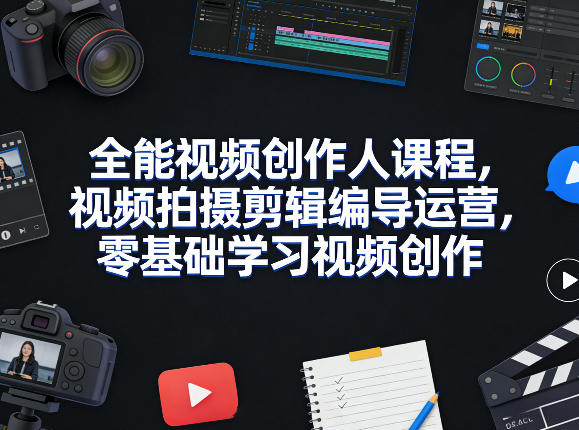 全能视频创作人课程,视频拍摄剪辑编导运营,零基础学习视频创作(更新2026年3月)-云途创业网