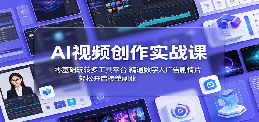 AI视频创作实战课：零基础玩转多工具平台，精通数字人广告、剧情片，轻松开启接单副业-云途创业网