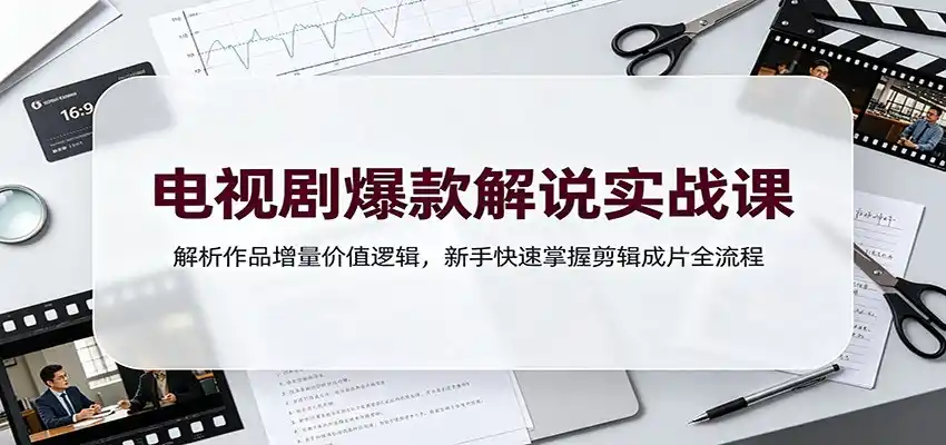 电视剧爆款解说实战课：解析作品增量价值逻辑，新手快速掌握剪辑成片全流程-云途创业网