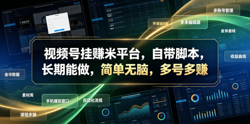 视频号挂賺米平台，自带脚本，长期能做，简单无脑，多号多賺【揭秘】-云途创业网