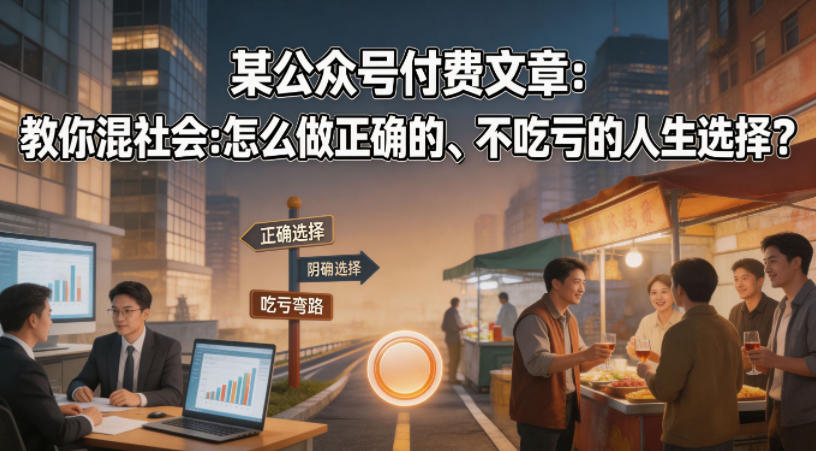某公众号付费文章：教你混社会：怎么做正确的、不吃亏的人生选择？-云途创业网