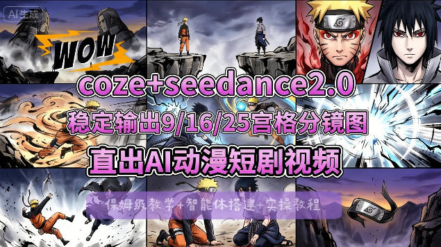 [COZE搭建教学]COZE+即梦Seedance 2.0稳定输出9-16-25宫格分镜图直出AI漫剧视频-云途创业网