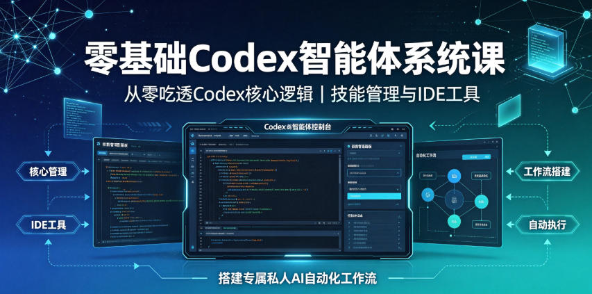 零基础Codex智能体系统课|从零吃透Codex核心逻辑、技能管理与IDE工具,搭建专属私人AI自动化工作流-云途创业网
