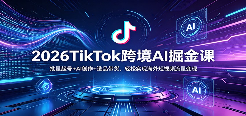 2026TikTok跨境AI掘金课:批量起号+AI创作+选品带货,轻松实现海外短视频流量变现-云途创业网