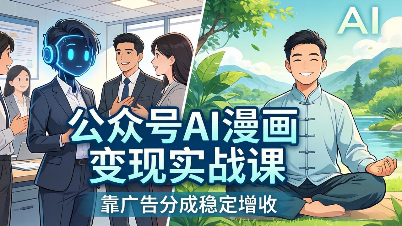 公众号AI漫画变现实战课：星座/职场/养生多赛道+智能体发文，靠广告分成稳定增收-云途创业网