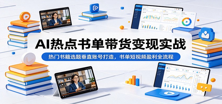 AI热点书单带货变现实战：热门书籍选题垂直账号打造，书单短视频盈利全流程-云途创业网