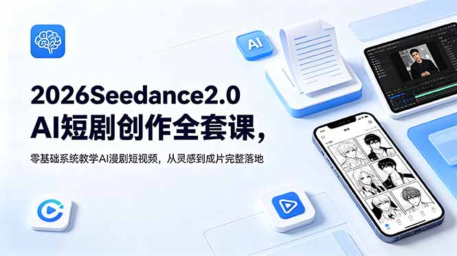 2026Seedance2.0AI短剧创作全套课,零基础系统教学AI漫剧短视频,从灵感到成片完整落地-云途创业网