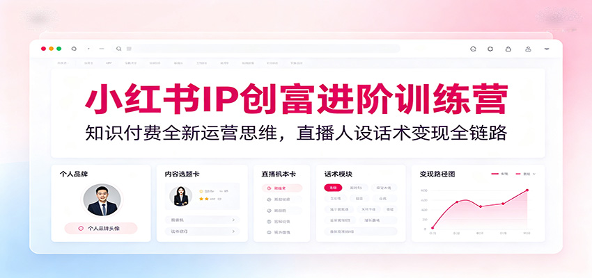 小红书IP创富进阶训练营：知识付费全新运营思维，直播人设话术变现全链路-云途创业网