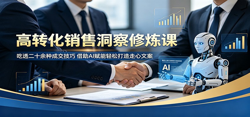 高转化销售洞察修炼课：吃透二十余种成交技巧，借助AI赋能轻松打造走心文案-云途创业网