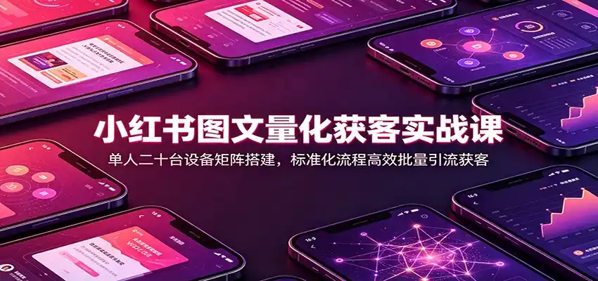 小红书图文量化获客实战课：单人二十台设备矩阵搭建，标准化流程高效批量引流获客-云途创业网