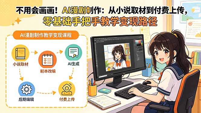 不用会画画!AI漫剧制作:从小说取材到付费上传,零基础手把手教学变现路径(更新-云途创业网