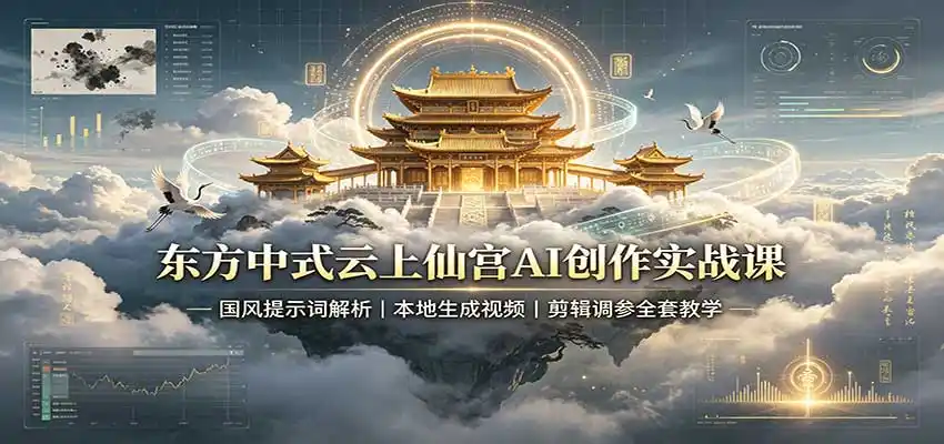 东方中式云上仙宫AI创作实战课：国风提示词解析，本地生成视频，剪辑调参全套教学-云途创业网