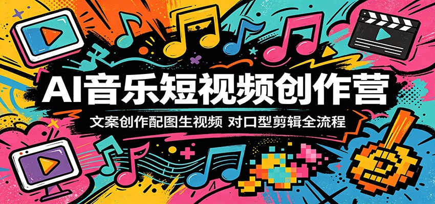 AI音乐短视频创作营:文案创作配图生视频,对口型剪辑全流程-云途创业网
