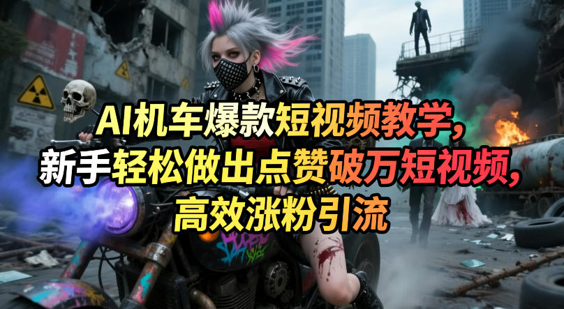 AI机车爆款短视频教学，新手轻松做出点赞破万短视频，高效涨粉引流-云途创业网