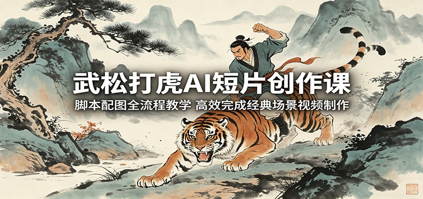 武松打虎AI短片创作课：脚本配图全流程教学，高效完成经典场景视频制作-云途创业网