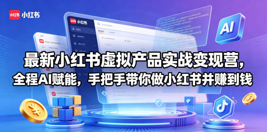 最新小红书虚拟产品实战变现营,全程AI赋能,手把手带你做小红书并赚到钱