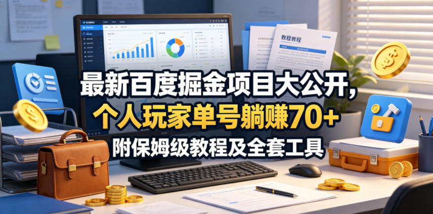 最新百度掘金项目大公开，个人玩家单号躺賺70+，附保姆级教程及全套工具【揭秘】-云途创业网