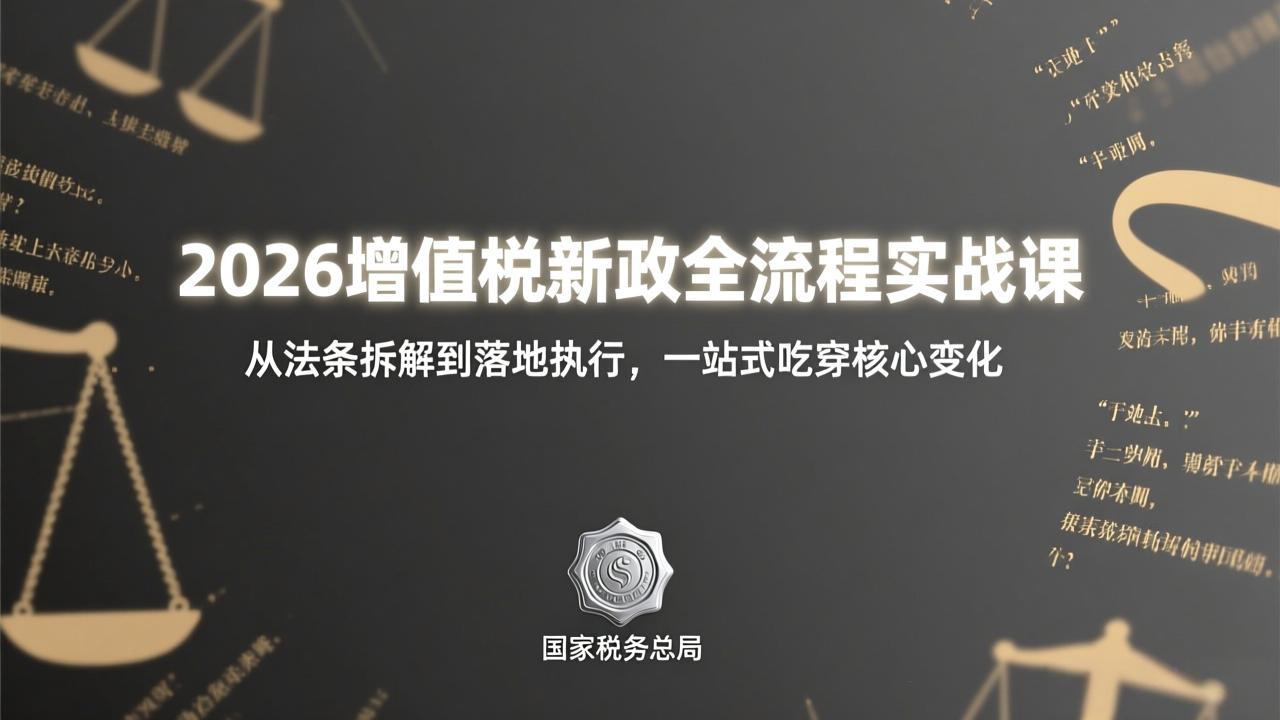2026增值税新政全流程实战课：从法条拆解到落地执行，一站式吃透核心变化-云途创业网