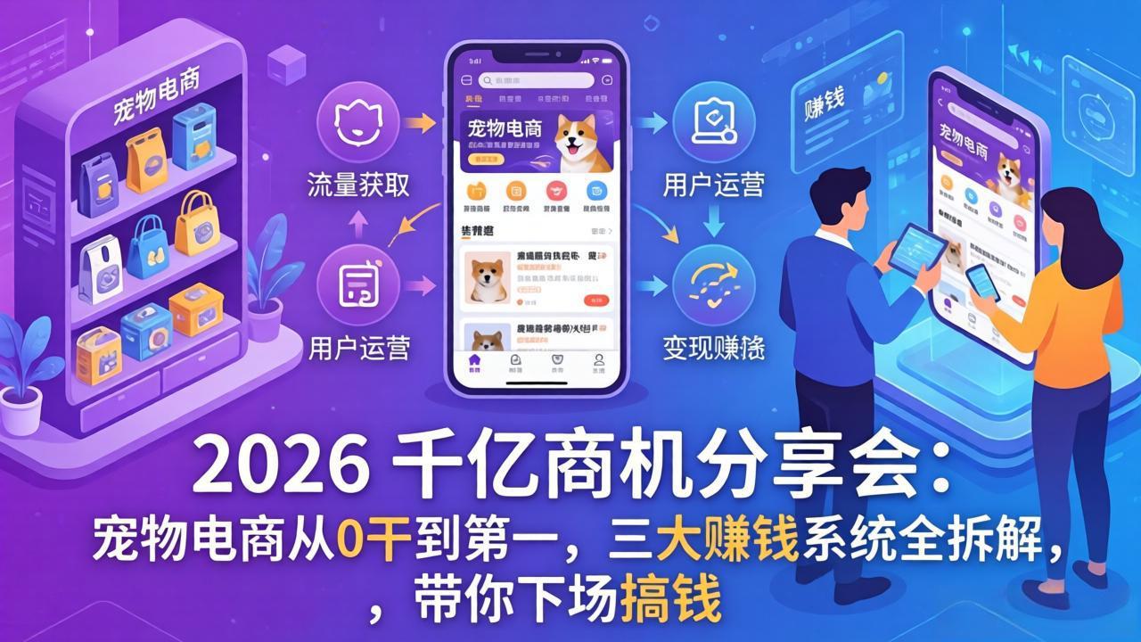 2026 千亿商机分享会：宠物电商从0干到第一，三大赚钱系统全拆解，带你下场搞钱-云途创业网