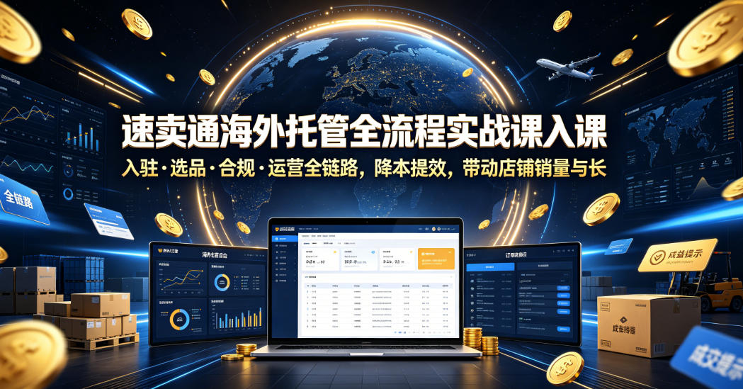 速卖通海外托管全流程实战课入驻・选品・合规・运营全链路，降本提效，带动店铺销量与收益增长-云途创业网