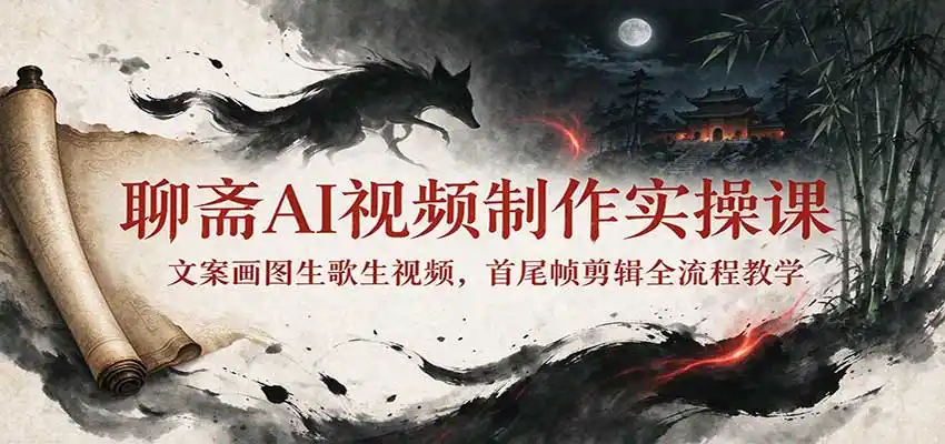 聊斋AI视频制作实操课：文案画图生歌生视频，首尾帧剪辑全流程教学-云途创业网